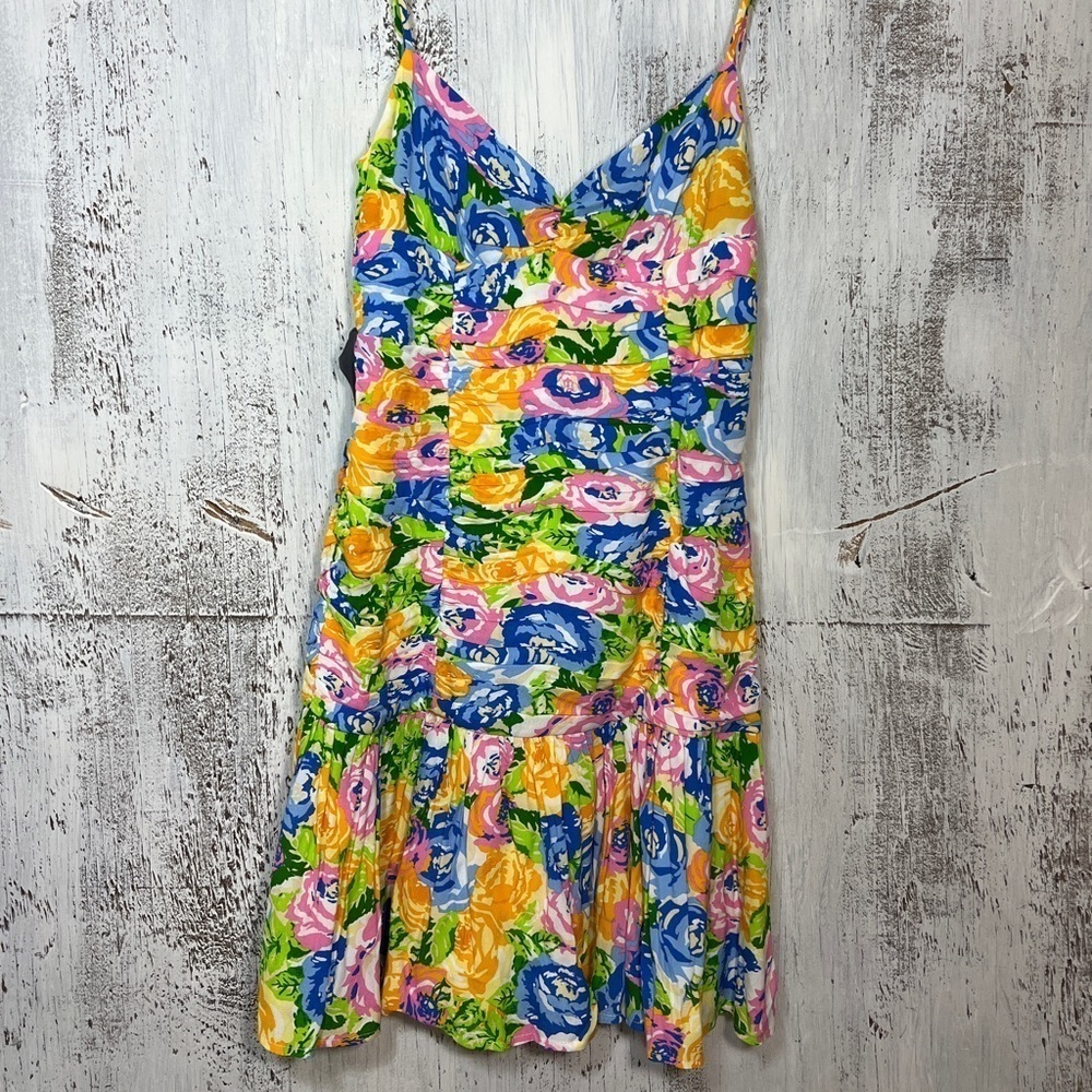 ZARA PRINTED DRESS WITH DRAPING | 2886/424 multicolor Size M | 16.5 ptp 14 waist